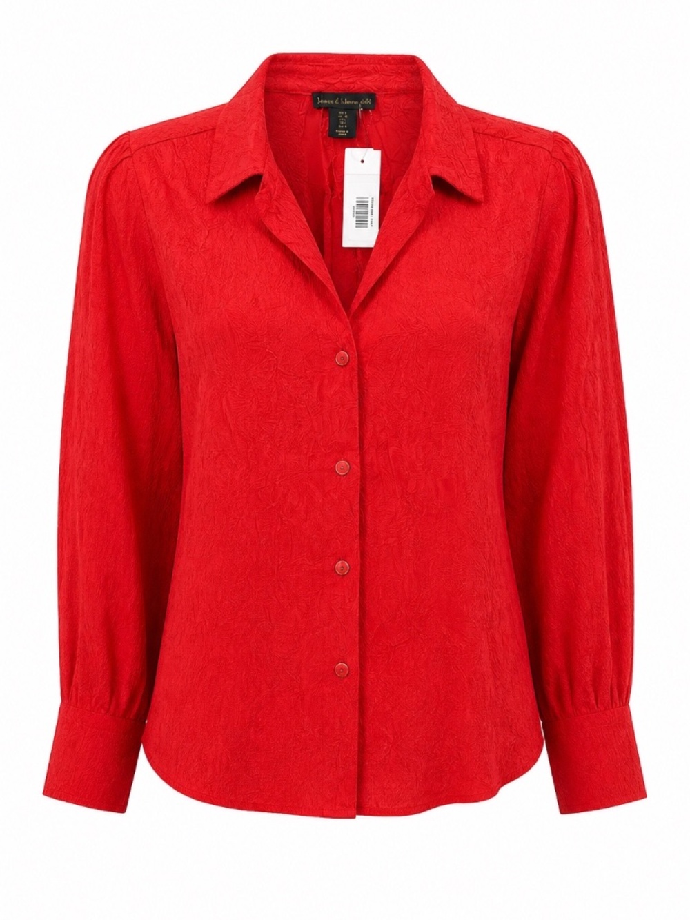 M105 House of Harlow 1960 Red Crinkle Blouse, Size Small